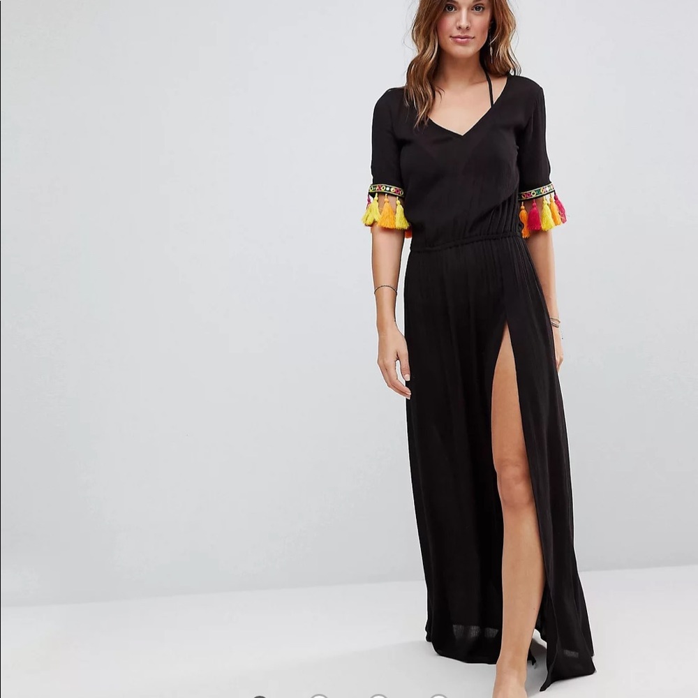 Akasa Tassel Trim Maxi Beach Dress